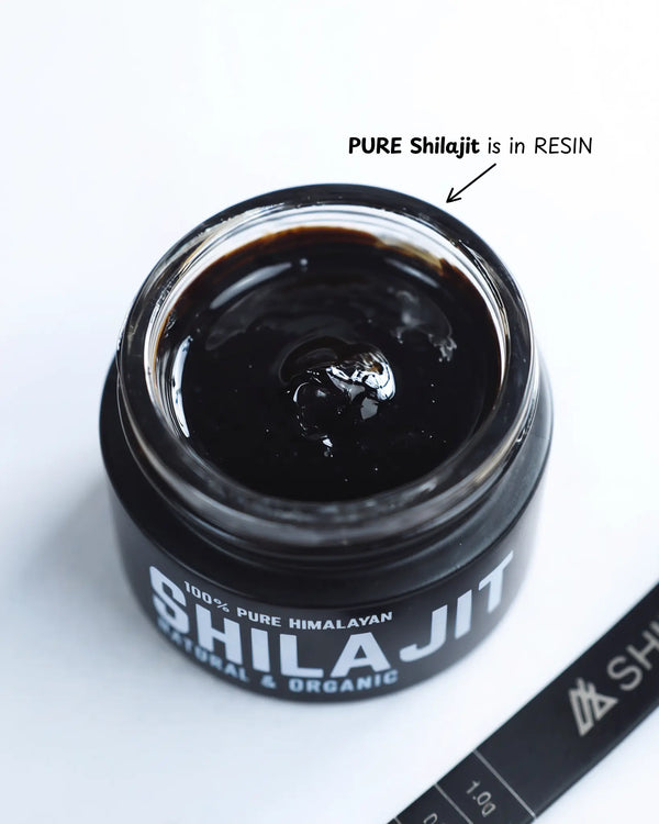Jar of Shilajit with a black lid & Pure Resin