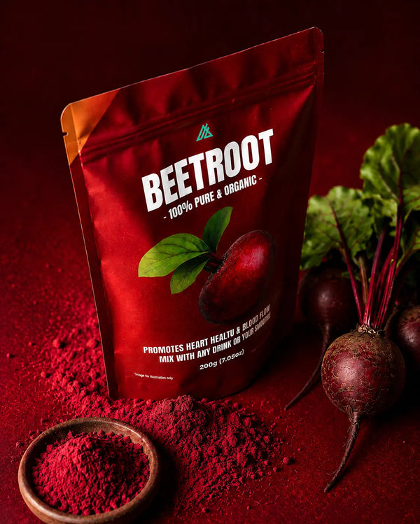 Apollo Fitness Organic Beetroot Powder 200g – 100% pure beetroot powder for heart health, nitric oxide production, blood flow, endurance and daily wellness.